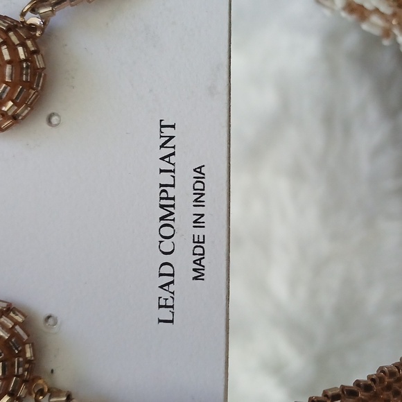 NWT Natasha Couture Gold/Brown White Beaded Fringe Boho Festival Earrings - Picture 11 of 13